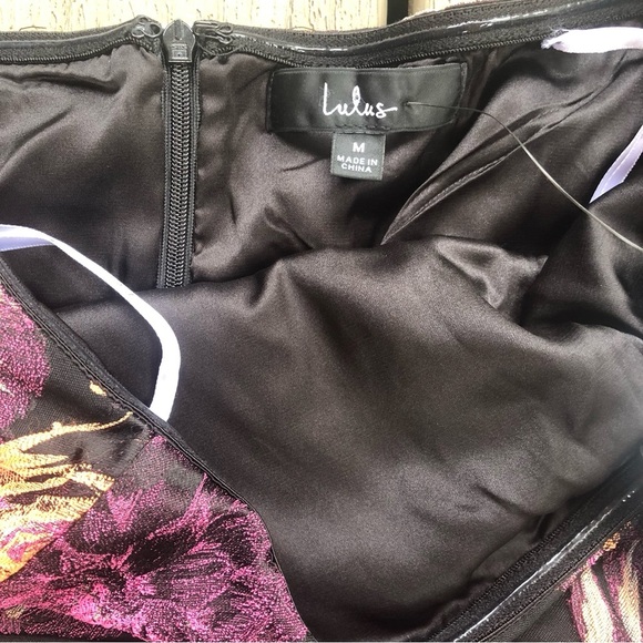 NWT Lulu's Black Floral Print Strapless Mini Dress With Lining Size M - Picture 4 of 11